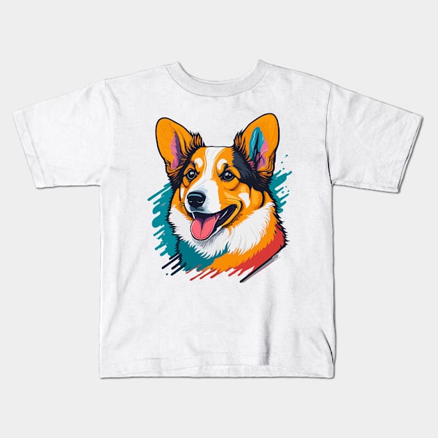 Corgi Portrait Kids T-Shirt by SpriteGuy95